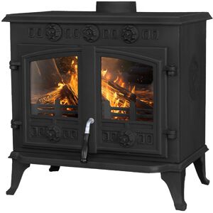 Ophelia & Co. Wynantskill 10KW Multifuel Stove Cast Iron Log Wood Burning Fireplace Black 50.8cm H X 63cm W X 41.1cm D Ophelia & Co. Wynantskill 10KW Multifuel Stove Cast Iron Log Wood Burning Fireplace Black 50.8cm H X 63cm W X 41.1cm D