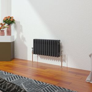 Belfry Heating Vallie Horizontal Traditional Column Cast Iron Style Designer Radiator Anthracite 30cm H x 60.5cm W Belfry Heating Vallie Horizontal Traditional Column Cast Iron Style Designer Radiator Anthracite 30cm H x 60.5cm W