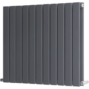 Belfry Heating Shonda Horizontal Double Flat Panel Radiator Anthracite 60cm H x 74.8cm W Belfry Heating Shonda Horizontal Double Flat Panel Radiator Anthracite 60cm H x 74.8cm W