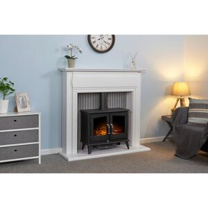 Adam Florence Electric Fireplace Suite Pure White & Grey 112.1cm H X 121.5cm W X 38.1cm D Adam Florence Electric Fireplace Suite Pure White & Grey 112.1cm H X 121.5cm W X 38.1cm D