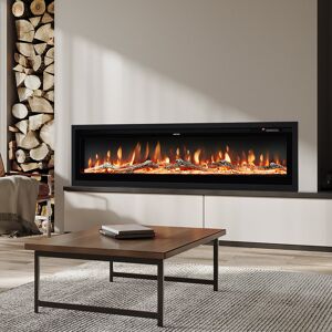 Wade Logan Ketilfrith Electric Fireplace with Remote Included, 12 Flame Colours, and 1800W Black 34.1cm H x 127cm W x 14.2cm D Wade Logan Ketilfrith Electric Fireplace with Remote Included, 12 Flame Colours, and 1800W Black 34.1cm H x 127cm W x 14.2cm D