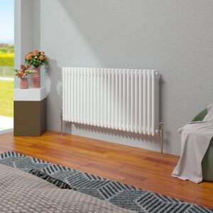 Belfry Heating Vallie Horizontal Traditional Column Cast Iron Style Designer Radiator White 60cm H x 119cm W Belfry Heating Vallie Horizontal Traditional Column Cast Iron Style Designer Radiator White 60cm H x 119cm W