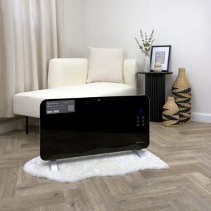 Rediffusion Smart Glass Panel Heater 2000w 76cm H x 24cm W x 16.90cm D Rediffusion Smart Glass Panel Heater 2000w 76cm H x 24cm W x 16.90cm D