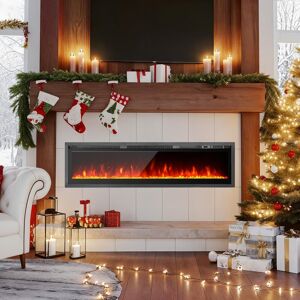 Belfry Heating 3-sided Classic Electric Fireplace Freestanding 1800W Black 34.1cm H x 153cm W x 14.2cm D Belfry Heating 3-sided Classic Electric Fireplace Freestanding 1800W Black 34.1cm H x 153cm W x 14.2cm D
