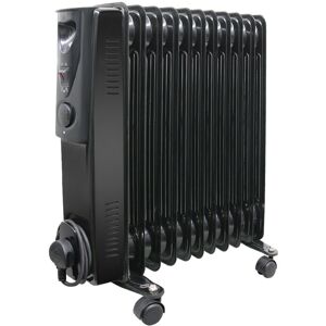 Belfry Heating Ned 2500W 11 Fin Oil Filled Radiator Portable Electric Heater with Thermostat Black 53cm H X 24cm W X 50cm D Belfry Heating Ned 2500W 11 Fin Oil Filled Radiator Portable Electric Heater with Thermostat Black 53cm H X 24cm W X 50cm D