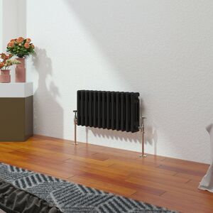 Belfry Heating Peasely Horizontal Traditional Column Radiator Black 30cm H x 60.7cm W x 10cm D Belfry Heating Peasely Horizontal Traditional Column Radiator Black 30cm H x 60.7cm W x 10cm D