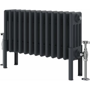 Symple Stuff Altynay Horizontal Traditional 4 Column Radiator Anthracite 300mm H x 605mm W x 140mm D Symple Stuff Altynay Horizontal Traditional 4 Column Radiator Anthracite 300mm H x 605mm W x 140mm D