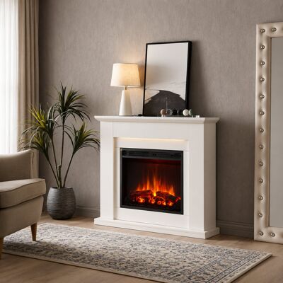 FLAMME Mardella Electric Fireplace with surround with 2kW Fireplace Heater Multiple Colours Available White FLAMME Mardella Electric Fireplace with surround with 2kW Fireplace Heater Multiple Colours Available White