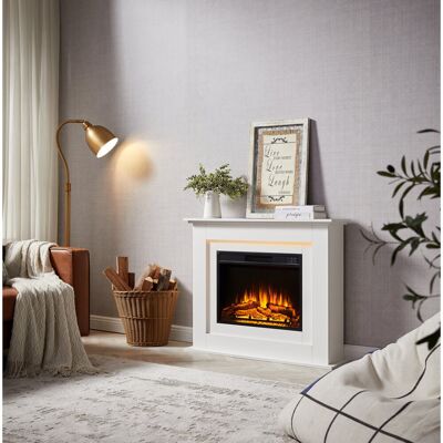 FLAMEKO Savannah Freestanding Electric Fireplace Suite, 2kW Heater, Remote White 82cm H x 100cm W x 25cm D FLAMEKO Savannah Freestanding Electric Fireplace Suite, 2kW Heater, Remote White 82cm H x 100cm W x 25cm D