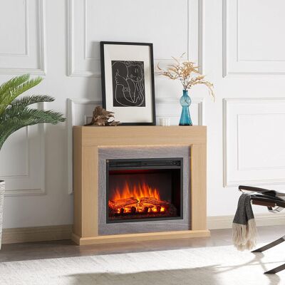 FLAMME Madura Electric Fireplace with surround with 2kW Fireplace Heater Espresso Oak Multiple Colours Available Natual Oak 80cm H x 98cm W x 22cm D FLAMME Madura Electric Fireplace with surround with 2kW Fireplace Heater Espresso Oak Multiple Colours Available Natual Oak 80cm H x 98cm W x 22cm D