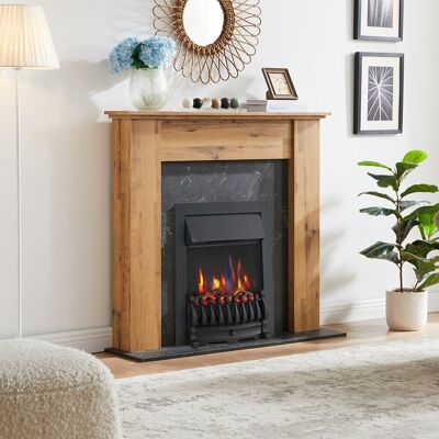 FLAMEKO Verona Electric Fireplace Insert, Logs and Black Chips Included 2kW Heater, Blenheim Fret, Remote Black FLAMEKO Verona Electric Fireplace Insert, Logs and Black Chips Included 2kW Heater, Blenheim Fret, Remote Black