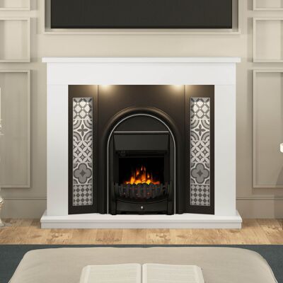 Flare Cedarvale Timber Electric Fireplace White 111.5cm H X 132cm W X 33cm D Flare Cedarvale Timber Electric Fireplace White 111.5cm H X 132cm W X 33cm D
