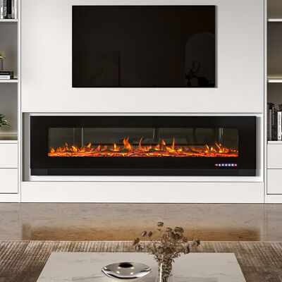 Tanisha Belfry Heating Electric Inset Fire Black 50cm H x 183cm W x 12cm D Tanisha Belfry Heating Electric Inset Fire Black 50cm H x 183cm W x 12cm D