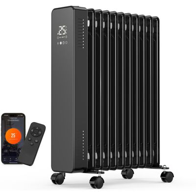 VonHaus 2500W 8500 BTU Electric Radiator Space Heater with Adjustable Thermostat and with Digital Display Black 59.5cm H X 23.5cm W X 45.5cm D VonHaus 2500W 8500 BTU Electric Radiator Space Heater with Adjustable Thermostat and with Digital Display Black 59.5cm H X 23.5cm W X 45.5cm D