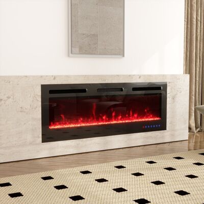 Belfry Heating 127cm Electric Fireplace with LED Flame Effect, Remote Control & 2 Heat Settings Black Black 43.6cm H X 127cm W X 45cm D Belfry Heating 127cm Electric Fireplace with LED Flame Effect, Remote Control & 2 Heat Settings Black Black 43.6cm H X 127cm W X 45cm D