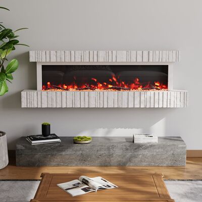 Metro Wall Mounted Electric Wifi Fireplace with Remote Control White 50cm H x 150cm W x 18cm D Metro Wall Mounted Electric Wifi Fireplace with Remote Control White 50cm H x 150cm W x 18cm D