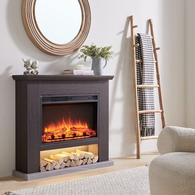 FLAMME Beadell Electric Fireplace with surround with 2kW Fireplace Heater Multiple Colours Available Espresso Oak 88cm H x 100cm W x 25cm D FLAMME Beadell Electric Fireplace with surround with 2kW Fireplace Heater Multiple Colours Available Espresso Oak 88cm H x 100cm W x 25cm D