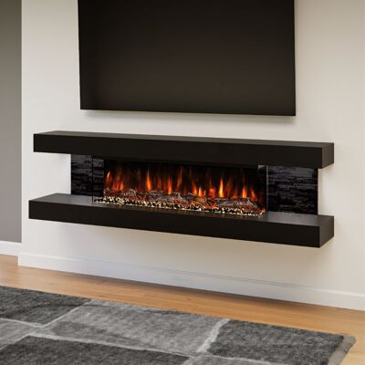 Evolution Fires Vegas 72-Inch Wall Mounted Electric Fireplace Fully Assembled 3-Sided Panoramic Flame Remote Control LED Side Lights Black Evolution Fires Vegas 72-Inch Wall Mounted Electric Fireplace Fully Assembled 3-Sided Panoramic Flame Remote Control LED Side Lights Black