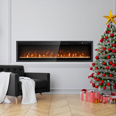 Metro 102 Cm Electric Fireplace Wall Mounted 750W/1500W Fireplace Heater Black 34.1cm H x 127cm W x 14.2cm D Metro 102 Cm Electric Fireplace Wall Mounted 750W/1500W Fireplace Heater Black 34.1cm H x 127cm W x 14.2cm D