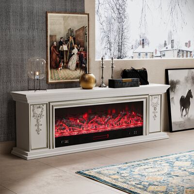 Ophelia & Co. Thornville 180cm w Electric Fireplace with remote control and bluetooth, Multiple Flame Colours, and 1500w Champagne Gold/White 60cm H X 180cm W X 33cm D Ophelia & Co. Thornville 180cm w Electric Fireplace with remote control and bluetooth, Multiple Flame Colours, and 1500w Champagne Gold/White 60cm H X 180cm W X 33cm D