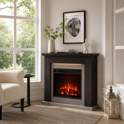 FLAMME Mardella Electric Fireplace with surround with 2kW Fireplace Heater Multiple Colours Available Espresso Oak FLAMME Mardella Electric Fireplace with surround with 2kW Fireplace Heater Multiple Colours Available Espresso Oak