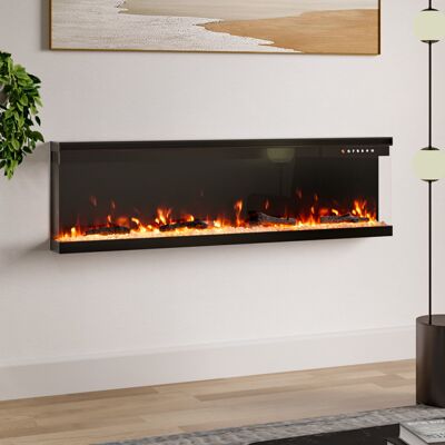 Belfry Heating Flores 50inch Recessed/Freestanding Electric Fireplace Black 43.9cm H x 152.4cm W x 19.9cm D Belfry Heating Flores 50inch Recessed/Freestanding Electric Fireplace Black 43.9cm H x 152.4cm W x 19.9cm D