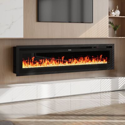 Latitude Run Electric Fireplace with Remote Included, 12 Flame Colours Black 45cm H x 152cm W x 14cm D Latitude Run Electric Fireplace with Remote Included, 12 Flame Colours Black 45cm H x 152cm W x 14cm D