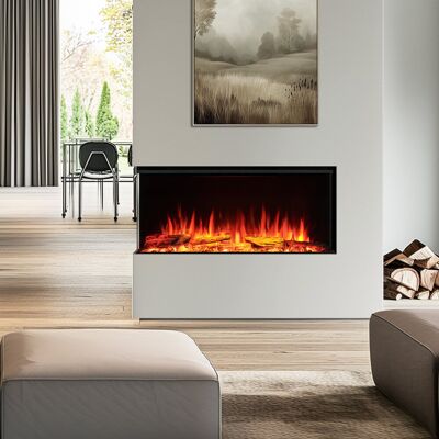 FLAMME Knighton 1/2/3-Sided Platinum Smart Electric Media Wall Fireplace, App Control, 1.8kW Heater, Logs & Crystals Included Powder Coated Steel;Powder Coated Steel 49.5 cm H x 90 cm W x 26 cm D FLAMME Knighton 1/2/3-Sided Platinum Smart Electric Media Wall Fireplace, App Control, 1.8kW Heater, Logs & Crystals Included Powder Coated Steel;Powder Coated Steel 49.5 cm H x 90 cm W x 26 cm D