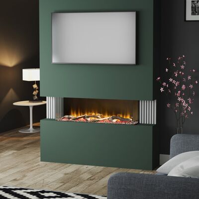 Flare Invision 1000-3SL Media Wall Inset Electric Fire Clear 48.8cm H X 105.4cm W X 23.6cm D Flare Invision 1000-3SL Media Wall Inset Electric Fire Clear 48.8cm H X 105.4cm W X 23.6cm D