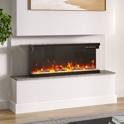 Belfry Heating Flores 50inch Recessed/Freestanding Electric Fireplace Black 44cm H x 101.8cm W x 20cm D Belfry Heating Flores 50inch Recessed/Freestanding Electric Fireplace Black 44cm H x 101.8cm W x 20cm D