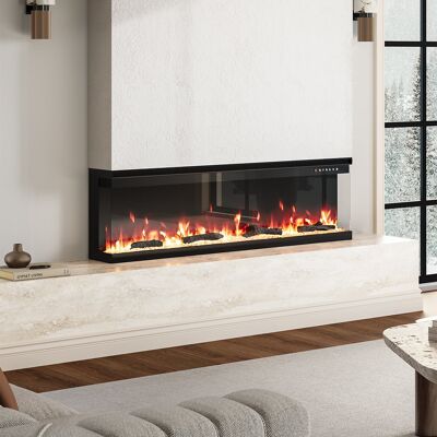 Symple Stuff 60-inch embedded Electric Fireplace Black 44cm H X 152.4cm W X 20cm D Symple Stuff 60-inch embedded Electric Fireplace Black 44cm H X 152.4cm W X 20cm D
