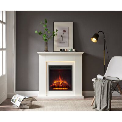 FLAMME Stratford Electric Fireplace with surround and 2kW Fireplace Heater White Multiple Colours Available White FLAMME Stratford Electric Fireplace with surround and 2kW Fireplace Heater White Multiple Colours Available White