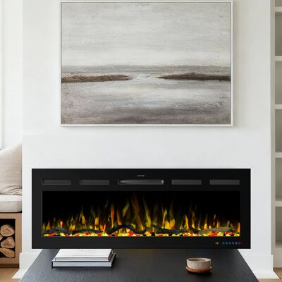 Metro Electric Fireplace with APP Control & Google Home and Alexa Voice Control, Electric Fireplace Mounted in Recess, 13 LED Color Flame Effect, 750W/1500W Black 45cm H x 127cm W x 13.98cm D + APP Metro Electric Fireplace with APP Control & Google Home and Alexa Voice Control, Electric Fireplace Mounted in Recess, 13 LED Color Flame Effect, 750W/1500W Black 45cm H x 127cm W x 13.98cm D + APP