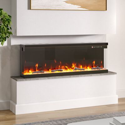 Belfry Heating Flores 50inch Recessed/Freestanding Electric Fireplace Black 43.9cm H x 127cm W x 19.9cm D Belfry Heating Flores 50inch Recessed/Freestanding Electric Fireplace Black 43.9cm H x 127cm W x 19.9cm D