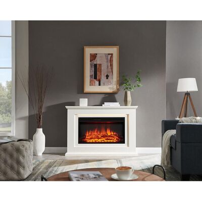 FLAMME Evora Electric Fireplace with surround 2kW Fireplace Heater White Multiple Colours Available White 82cm H x 120cm W x 25cm D FLAMME Evora Electric Fireplace with surround 2kW Fireplace Heater White Multiple Colours Available White 82cm H x 120cm W x 25cm D