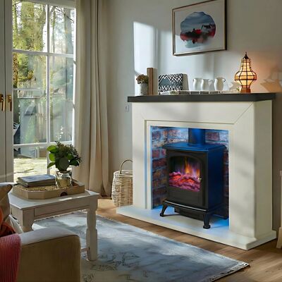 Castleton Fires & Fireplaces Farlington Electric Stove Suite Grey/Rustic 99.2cm H X 120cm W X 37.5cm D Castleton Fires & Fireplaces Farlington Electric Stove Suite Grey/Rustic 99.2cm H X 120cm W X 37.5cm D