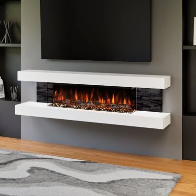 Evolution Fires Vegas 72-Inch Wall Mounted Electric Fireplace Fully Assembled 3-Sided Panoramic Flame Remote Control LED Side Lights White Evolution Fires Vegas 72-Inch Wall Mounted Electric Fireplace Fully Assembled 3-Sided Panoramic Flame Remote Control LED Side Lights White