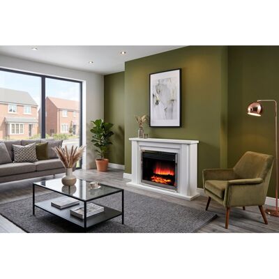 Suncrest Vermont Electric Fireplace Suite White;Black 78cm H X 118cm W X 30cm D Suncrest Vermont Electric Fireplace Suite White;Black 78cm H X 118cm W X 30cm D