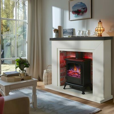 Castleton Fires & Fireplaces Farlington Electric Stove Suite Grey/Red 99.2cm H X 120cm W X 37.5cm D Castleton Fires & Fireplaces Farlington Electric Stove Suite Grey/Red 99.2cm H X 120cm W X 37.5cm D