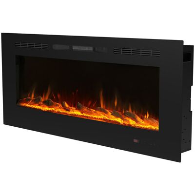 Metro Electric Fireplace with Remote & Touch Screen Control, Electric Fireplace Mounted Recessed, 13 LED Color Flame Effect, 2 Heat Settings 750W/1500W, Tim Black 45cm H x 127cm W x 13.98cm D Metro Electric Fireplace with Remote & Touch Screen Control, Electric Fireplace Mounted Recessed, 13 LED Color Flame Effect, 2 Heat Settings 750W/1500W, Tim Black 45cm H x 127cm W x 13.98cm D