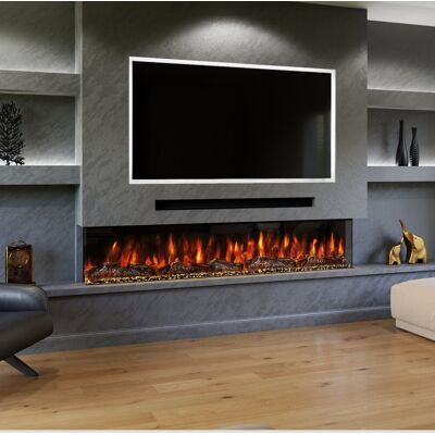 Evolution Fires Spectrum Series 3-Sided Panoramic Electric Fireplace TV Media Wall Compatible Multiple Sizes Available Black 48 cm H x 182.8 cm W x 20 cm D Evolution Fires Spectrum Series 3-Sided Panoramic Electric Fireplace TV Media Wall Compatible Multiple Sizes Available Black 48 cm H x 182.8 cm W x 20 cm D