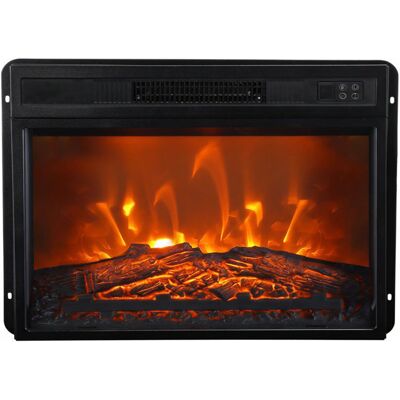 17 Stories Electric Fireplace Insert, 3D Flame Effect with Realistic Log Bed, 1400W Heater, Remote Control with Weekly Timer Black 43.6cm H x 58.4cm W x 12.9cm D 17 Stories Electric Fireplace Insert, 3D Flame Effect with Realistic Log Bed, 1400W Heater, Remote Control with Weekly Timer Black 43.6cm H x 58.4cm W x 12.9cm D