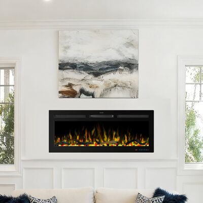 Metro Electric Fireplace with APP Control & Google Home and Alexa Voice Control, Electric Fireplace Mounted in Recess, 13 LED Color Flame Effect, 750W/1500W Black 45cm H x 106.7cm W x 13.98cm D + APP Metro Electric Fireplace with APP Control & Google Home and Alexa Voice Control, Electric Fireplace Mounted in Recess, 13 LED Color Flame Effect, 750W/1500W Black 45cm H x 106.7cm W x 13.98cm D + APP