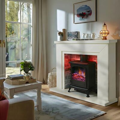 Castleton Fires & Fireplaces Farlington Electric Stove Suite White/Grey 99.2cm H X 120cm W X 37.5cm D Castleton Fires & Fireplaces Farlington Electric Stove Suite White/Grey 99.2cm H X 120cm W X 37.5cm D