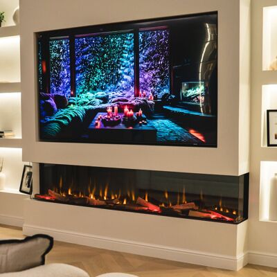 Evolution Fires Advance Series 1300mm Electric Fireplace Built-In Wall Fire with LED Flames App & Alexa Control 1kW/2kW Heat Output TV Media W Black Evolution Fires Advance Series 1300mm Electric Fireplace Built-In Wall Fire with LED Flames App & Alexa Control 1kW/2kW Heat Output TV Media W Black