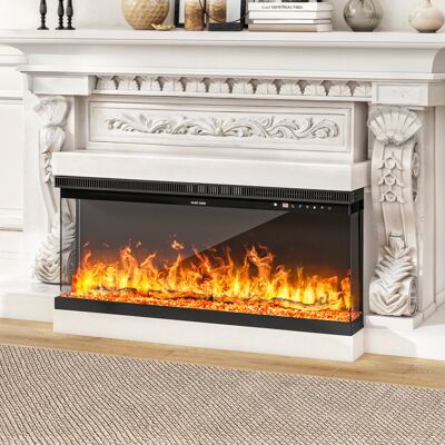 Metro 102Cm 3 In 1 Electric Fireplace, Wall Mounted/Recessed/Freestanding Electric Fire, 12 LED Color Flame Effect,900W/1800W Heater Black 43.9cm H X 101.6cm W X 19.9cm D Metro 102Cm 3 In 1 Electric Fireplace, Wall Mounted/Recessed/Freestanding Electric Fire, 12 LED Color Flame Effect,900W/1800W Heater Black 43.9cm H X 101.6cm W X 19.9cm D