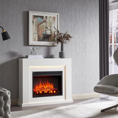 FLAMME Madura Electric Fireplace with surround with 2kW Fireplace Heater Espresso Oak Multiple Colours Available White 80cm H x 98cm W x 22cm D FLAMME Madura Electric Fireplace with surround with 2kW Fireplace Heater Espresso Oak Multiple Colours Available White 80cm H x 98cm W x 22cm D