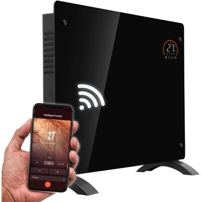 Metro Lane Antaneice 5113 BTU Electric Panel Space Heater with Adjustable Thermostat and with Digital Display Black 47cm H X 65cm W X 12cm D Metro Lane Antaneice 5113 BTU Electric Panel Space Heater with Adjustable Thermostat and with Digital Display Black 47cm H X 65cm W X 12cm D