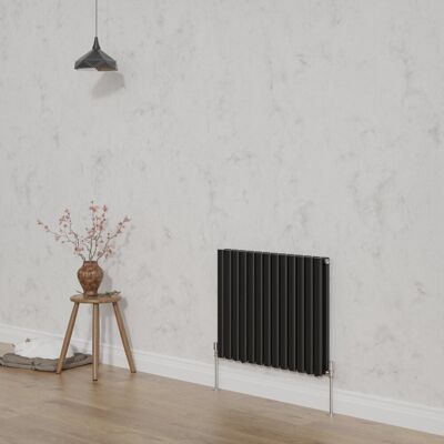 Belfry Heating Shirly Horizontal Double Oval Panel Radiator Normal Black 60cm H x 76.7cm W Belfry Heating Shirly Horizontal Double Oval Panel Radiator Normal Black 60cm H x 76.7cm W