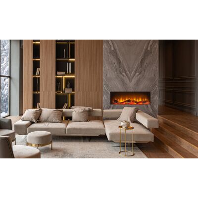 Adelynn Belfry Heating Electric Fire Black 49cm H x 105.4cm W x 23.5cm D Adelynn Belfry Heating Electric Fire Black 49cm H x 105.4cm W x 23.5cm D